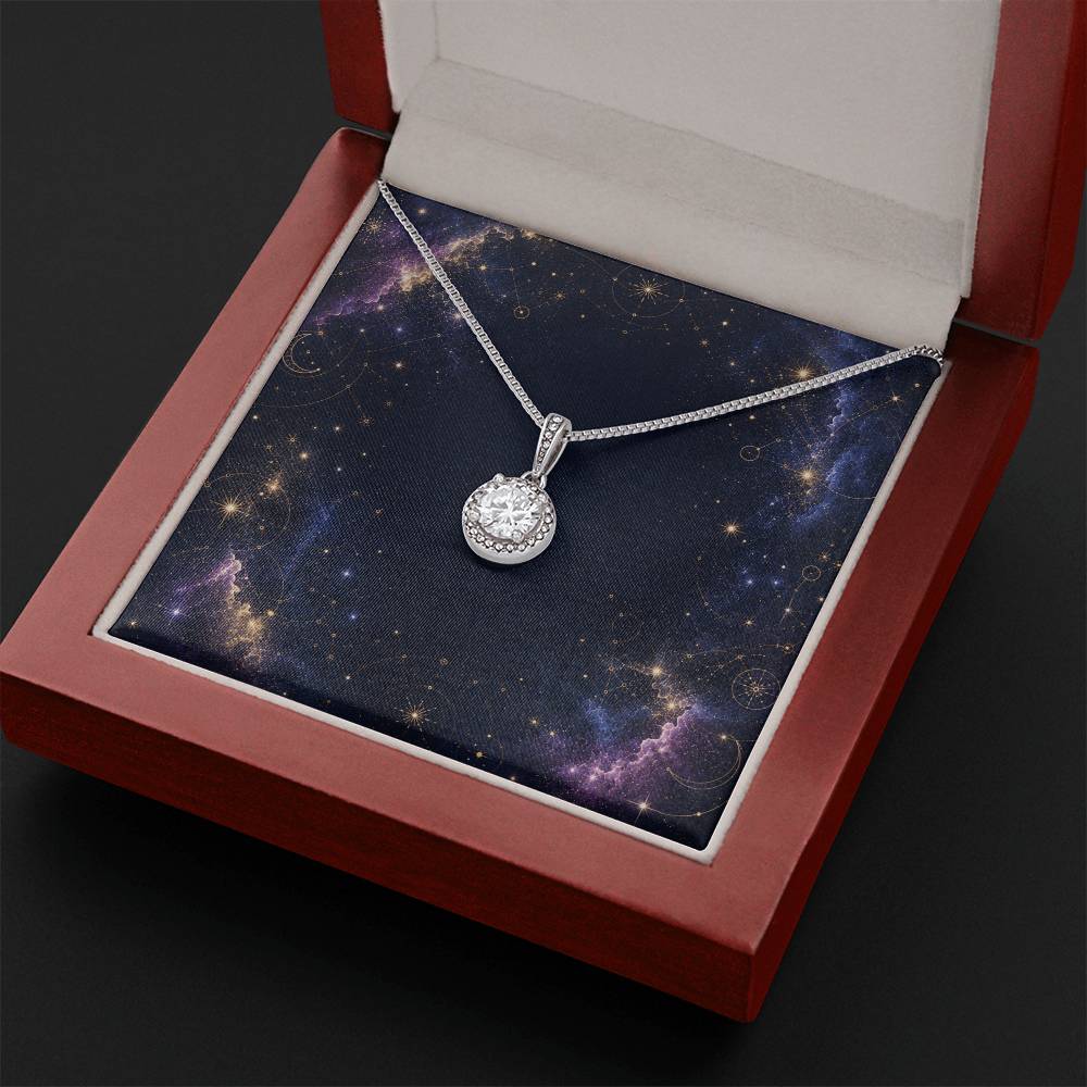 Starlit Self Eternal Hope Necklace – Cushion Cut Cubic Zirconia Pendant in 14K White Gold Finish