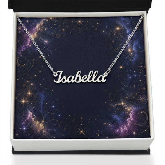 Starlit Self Classic Name Necklace – Personalized Cursive Name Pendant in Stainless Steel or 18K Gold Finish