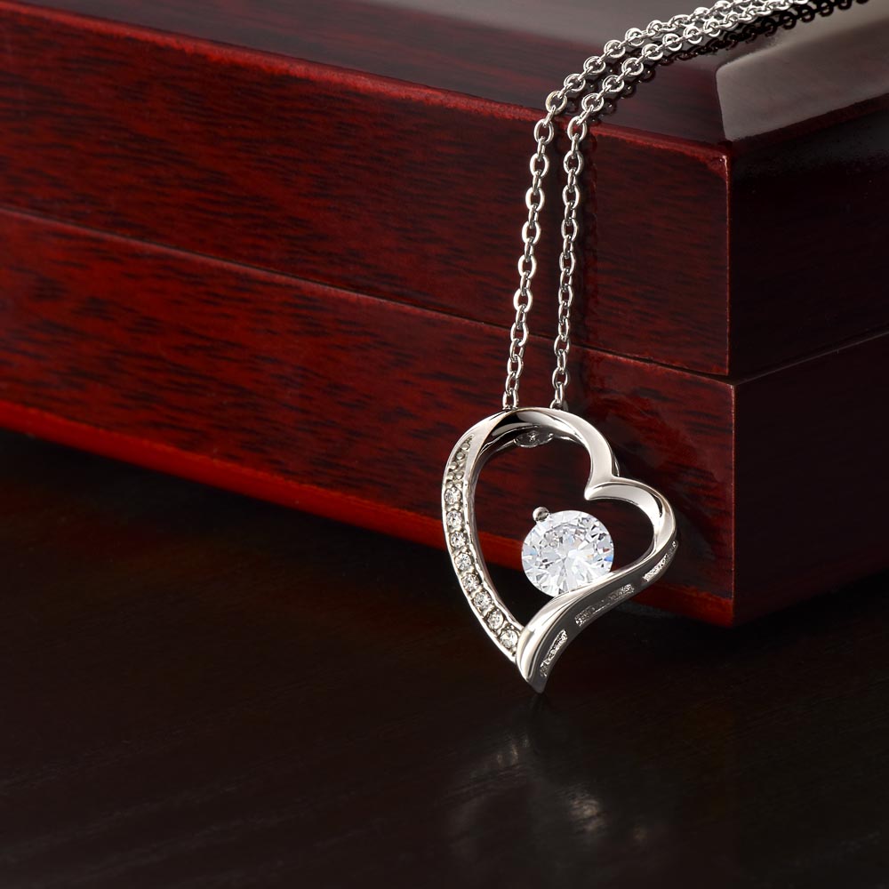 Starlit Self Forever Love Necklace – Heart Cubic Zirconia Pendant in 14K White Gold or 18K Gold Finish