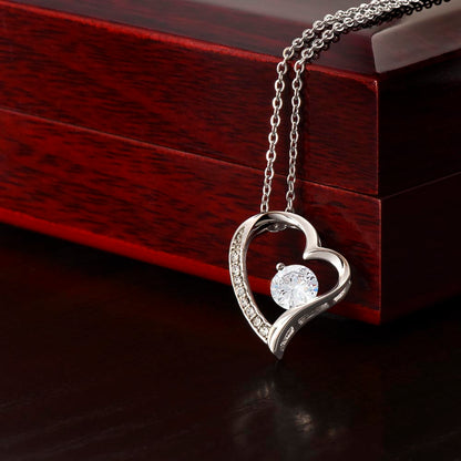 Starlit Self Forever Love Necklace – Heart Cubic Zirconia Pendant in 14K White Gold or 18K Gold Finish
