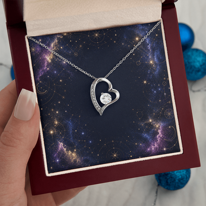 Starlit Self Forever Love Necklace – Heart Cubic Zirconia Pendant in 14K White Gold or 18K Gold Finish