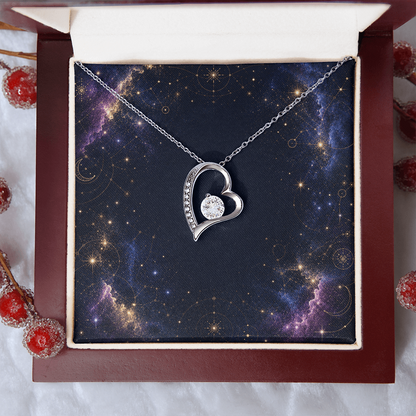 Starlit Self Forever Love Necklace – Heart Cubic Zirconia Pendant in 14K White Gold or 18K Gold Finish
