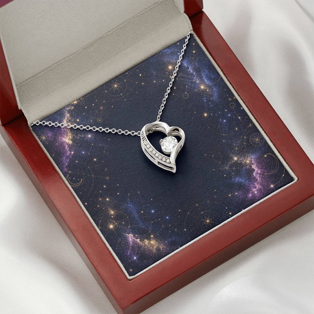 Starlit Self Forever Love Necklace – Heart Cubic Zirconia Pendant in 14K White Gold or 18K Gold Finish
