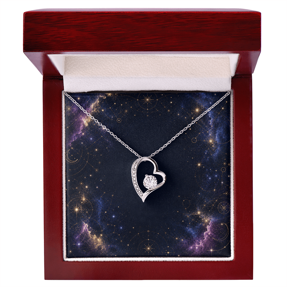 Starlit Self Forever Love Necklace – Heart Cubic Zirconia Pendant in 14K White Gold or 18K Gold Finish