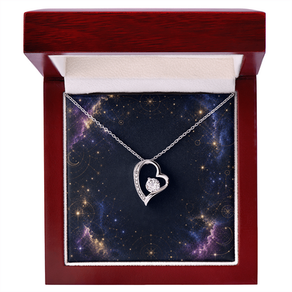Starlit Self Forever Love Necklace – Heart Cubic Zirconia Pendant in 14K White Gold or 18K Gold Finish