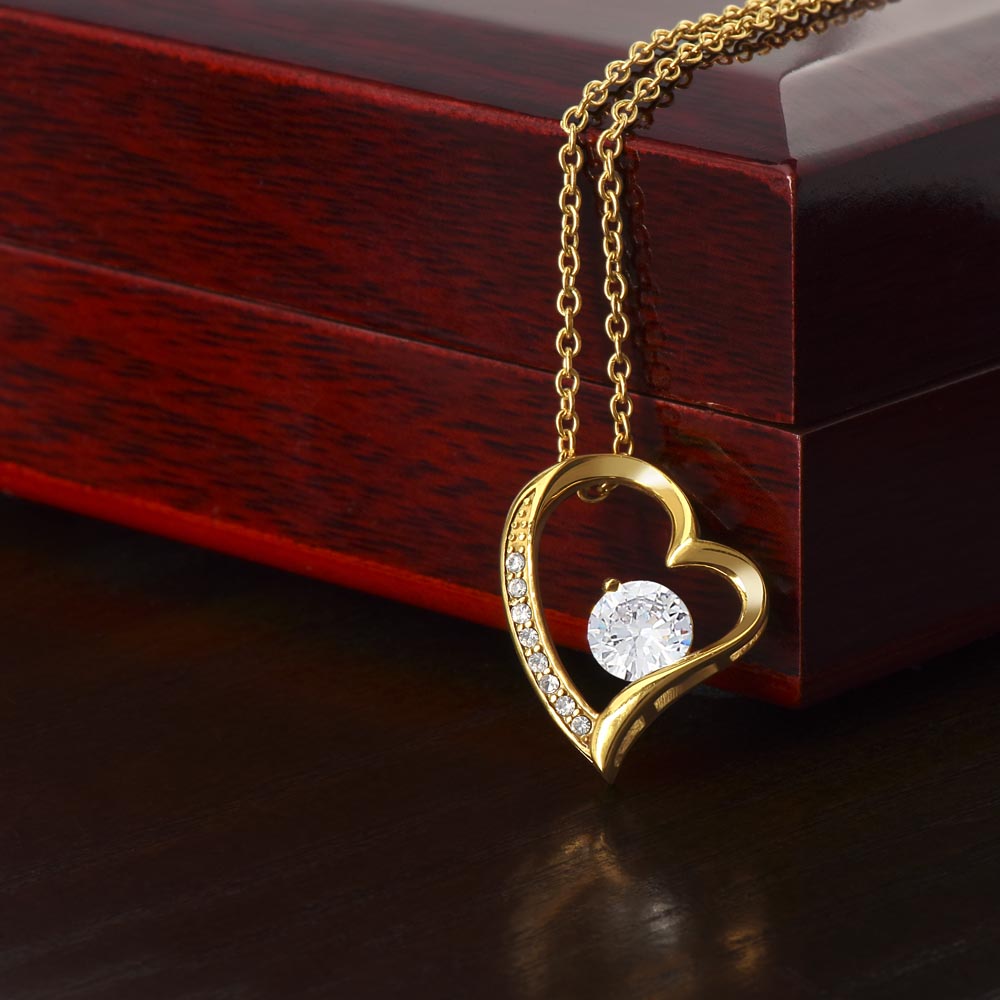 Starlit Self Forever Love Necklace – Heart Cubic Zirconia Pendant in 14K White Gold or 18K Gold Finish