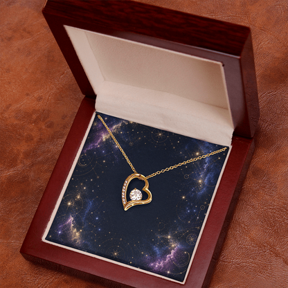 Starlit Self Forever Love Necklace – Heart Cubic Zirconia Pendant in 14K White Gold or 18K Gold Finish