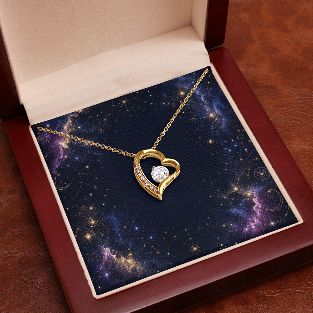 Starlit Self Forever Love Necklace – Heart Cubic Zirconia Pendant in 14K White Gold or 18K Gold Finish