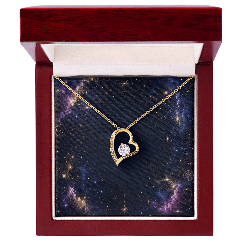 Starlit Self Forever Love Necklace – Heart Cubic Zirconia Pendant in 14K White Gold or 18K Gold Finish