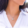 Starlit Self Eternal Hope Necklace – Cushion Cut Cubic Zirconia Pendant in 14K White Gold Finish