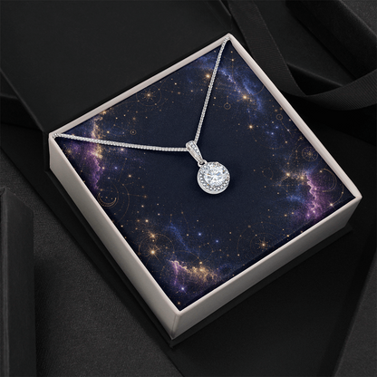 Starlit Self Eternal Hope Necklace – Cushion Cut Cubic Zirconia Pendant in 14K White Gold Finish
