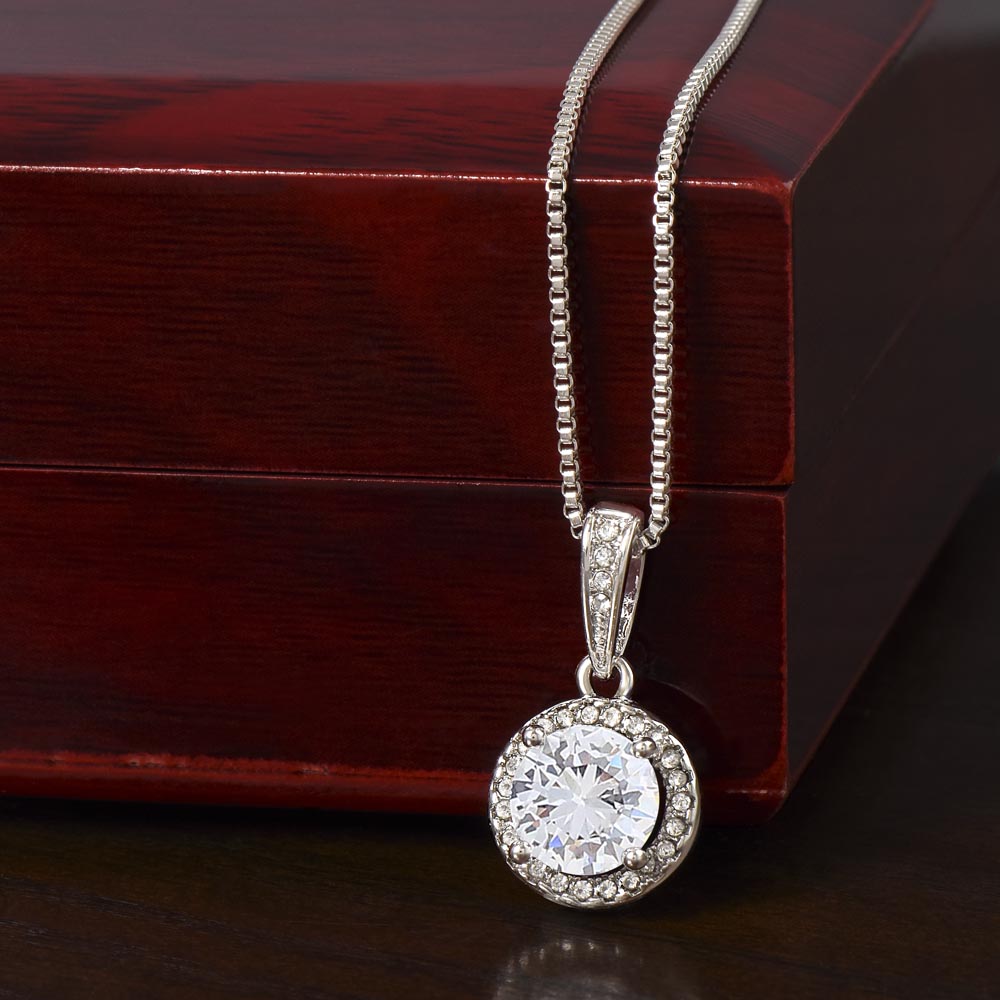 Starlit Self Eternal Hope Necklace – Cushion Cut Cubic Zirconia Pendant in 14K White Gold Finish