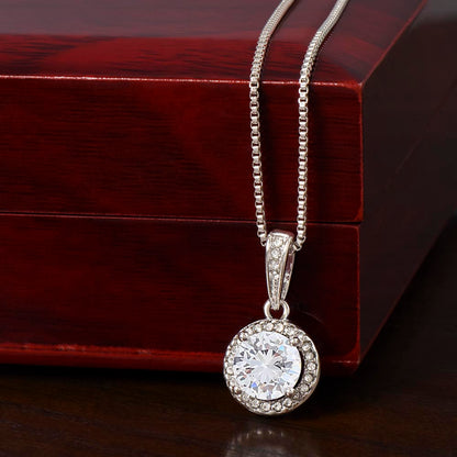 Starlit Self Eternal Hope Necklace – Cushion Cut Cubic Zirconia Pendant in 14K White Gold Finish
