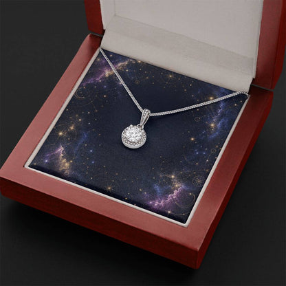 Starlit Self Eternal Hope Necklace – Cushion Cut Cubic Zirconia Pendant in 14K White Gold Finish