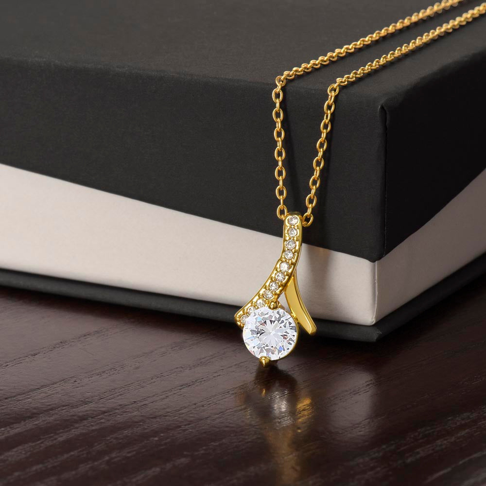 Starlit Self Radiant Ribbon Necklace – Cubic Zirconia Pendant in 14K White Gold or 18K Gold Finish