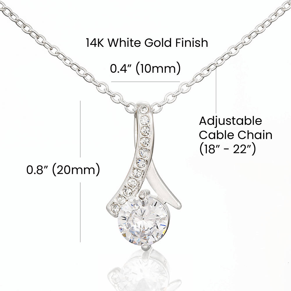 Starlit Self Radiant Ribbon Necklace – Cubic Zirconia Pendant in 14K White Gold or 18K Gold Finish