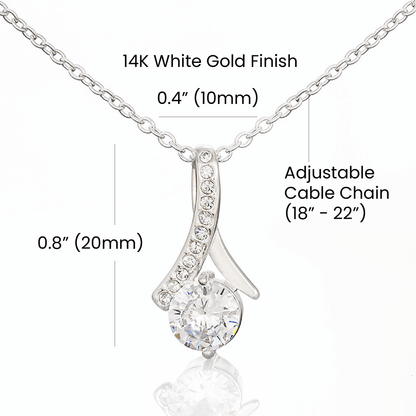Starlit Self Radiant Ribbon Necklace – Cubic Zirconia Pendant in 14K White Gold or 18K Gold Finish