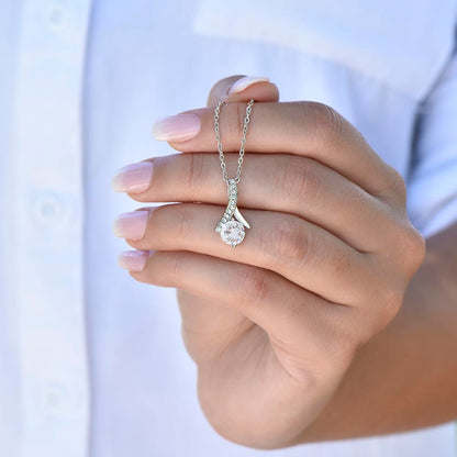 Starlit Self Radiant Ribbon Necklace – Cubic Zirconia Pendant in 14K White Gold or 18K Gold Finish