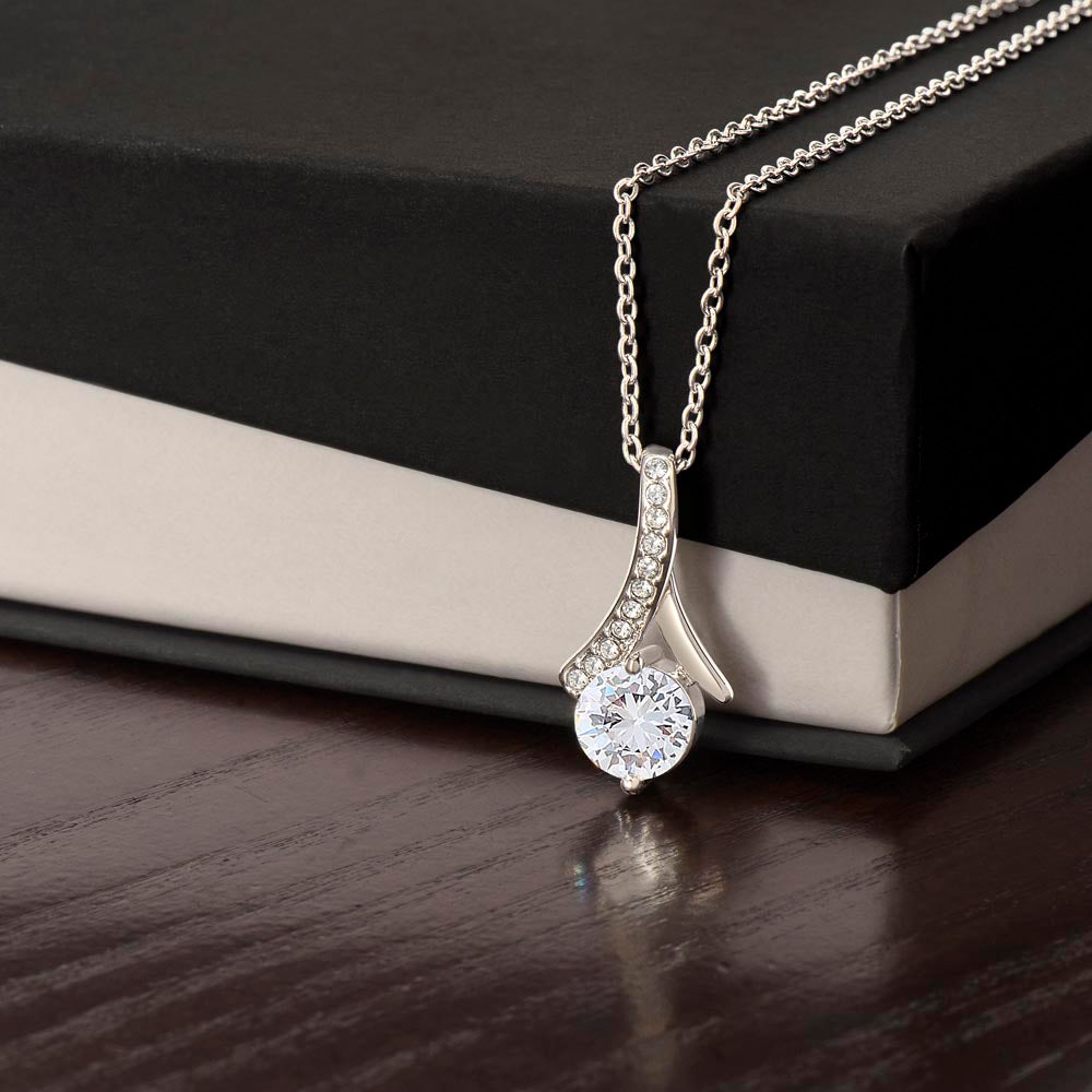 Starlit Self Radiant Ribbon Necklace – Cubic Zirconia Pendant in 14K White Gold or 18K Gold Finish