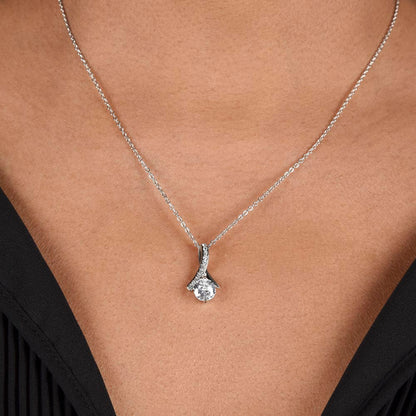 Starlit Self Radiant Ribbon Necklace – Cubic Zirconia Pendant in 14K White Gold or 18K Gold Finish