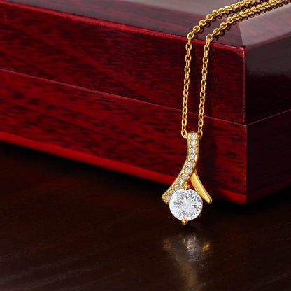 Starlit Self Radiant Ribbon Necklace – Cubic Zirconia Pendant in 14K White Gold or 18K Gold Finish