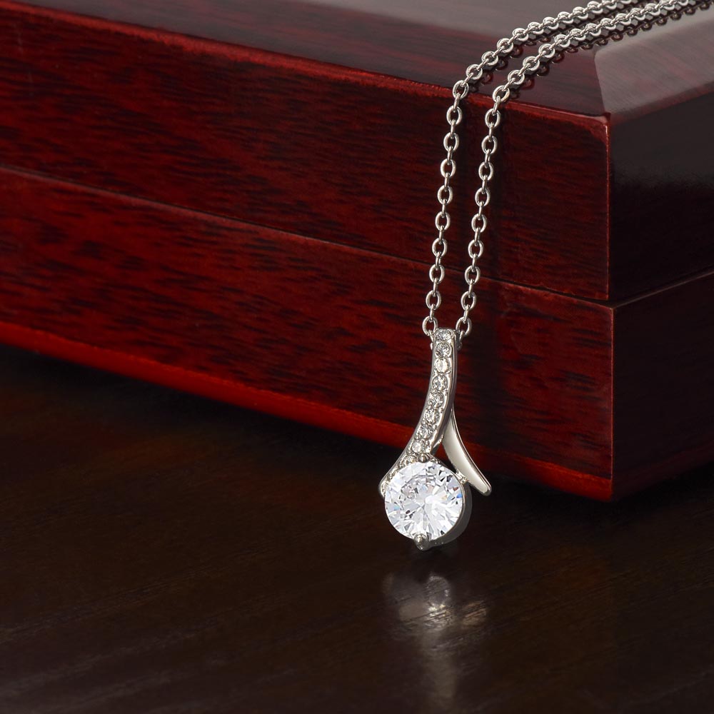 Starlit Self Radiant Ribbon Necklace – Cubic Zirconia Pendant in 14K White Gold or 18K Gold Finish