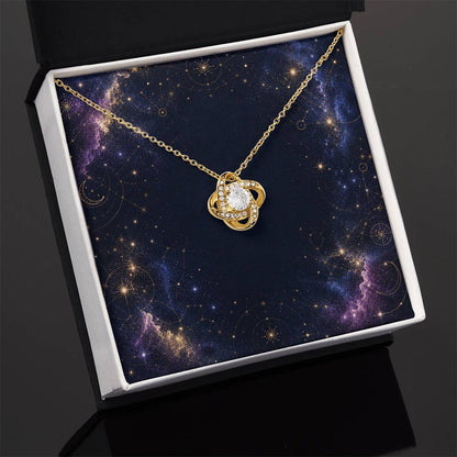 Starlit Self Love Knot Necklace – Cubic Zirconia Pendant in 14K White Gold or 18K Gold Finish