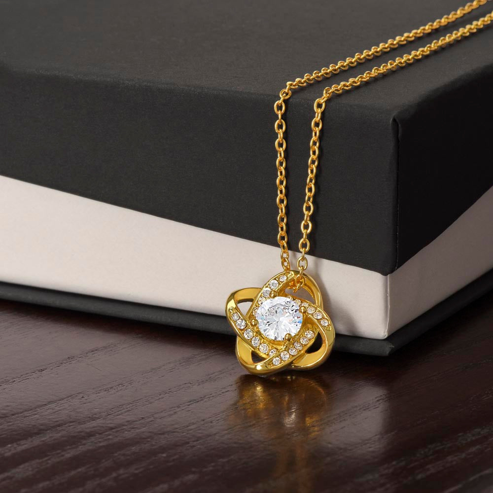 Starlit Self Love Knot Necklace – Cubic Zirconia Pendant in 14K White Gold or 18K Gold Finish