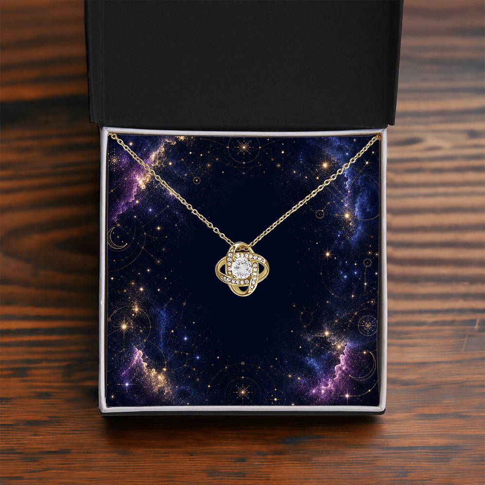 Starlit Self Love Knot Necklace – Cubic Zirconia Pendant in 14K White Gold or 18K Gold Finish