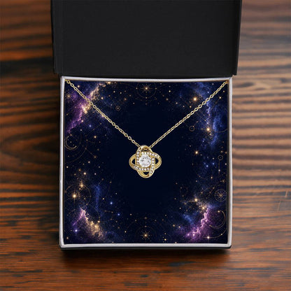 Starlit Self Love Knot Necklace – Cubic Zirconia Pendant in 14K White Gold or 18K Gold Finish