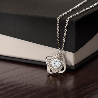 Starlit Self Love Knot Necklace – Cubic Zirconia Pendant in 14K White Gold or 18K Gold Finish