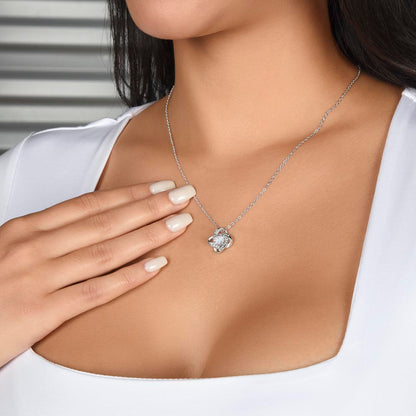 Starlit Self Love Knot Necklace – Cubic Zirconia Pendant in 14K White Gold or 18K Gold Finish