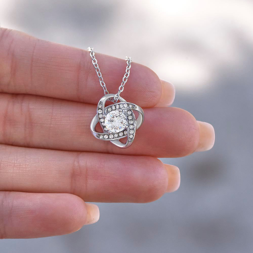 Starlit Self Love Knot Necklace – Cubic Zirconia Pendant in 14K White Gold or 18K Gold Finish