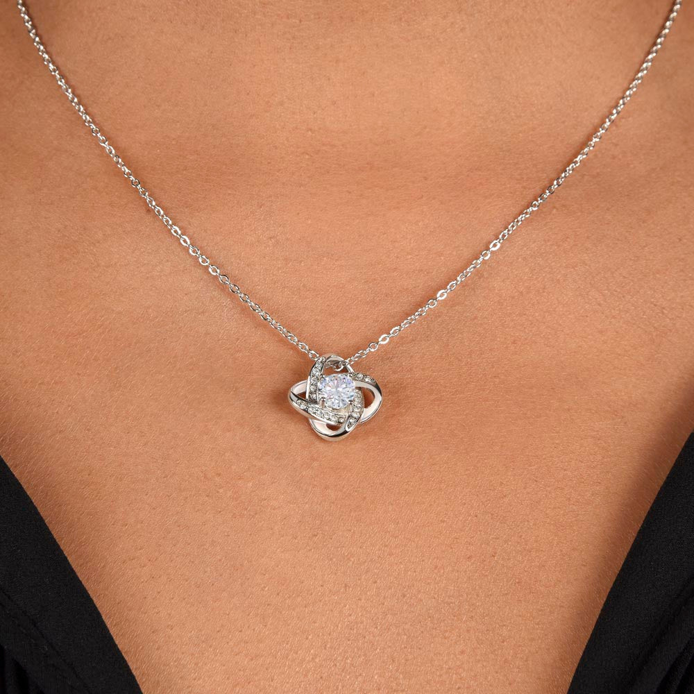 Starlit Self Love Knot Necklace – Cubic Zirconia Pendant in 14K White Gold or 18K Gold Finish