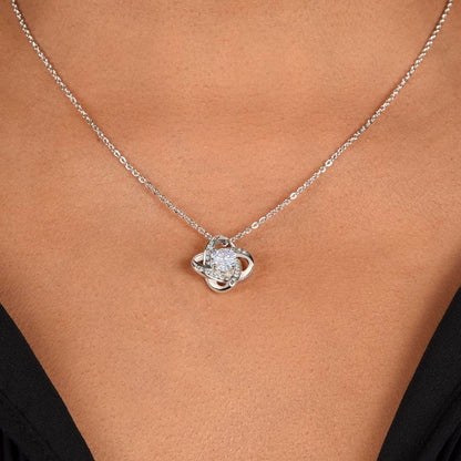 Starlit Self Love Knot Necklace – Cubic Zirconia Pendant in 14K White Gold or 18K Gold Finish