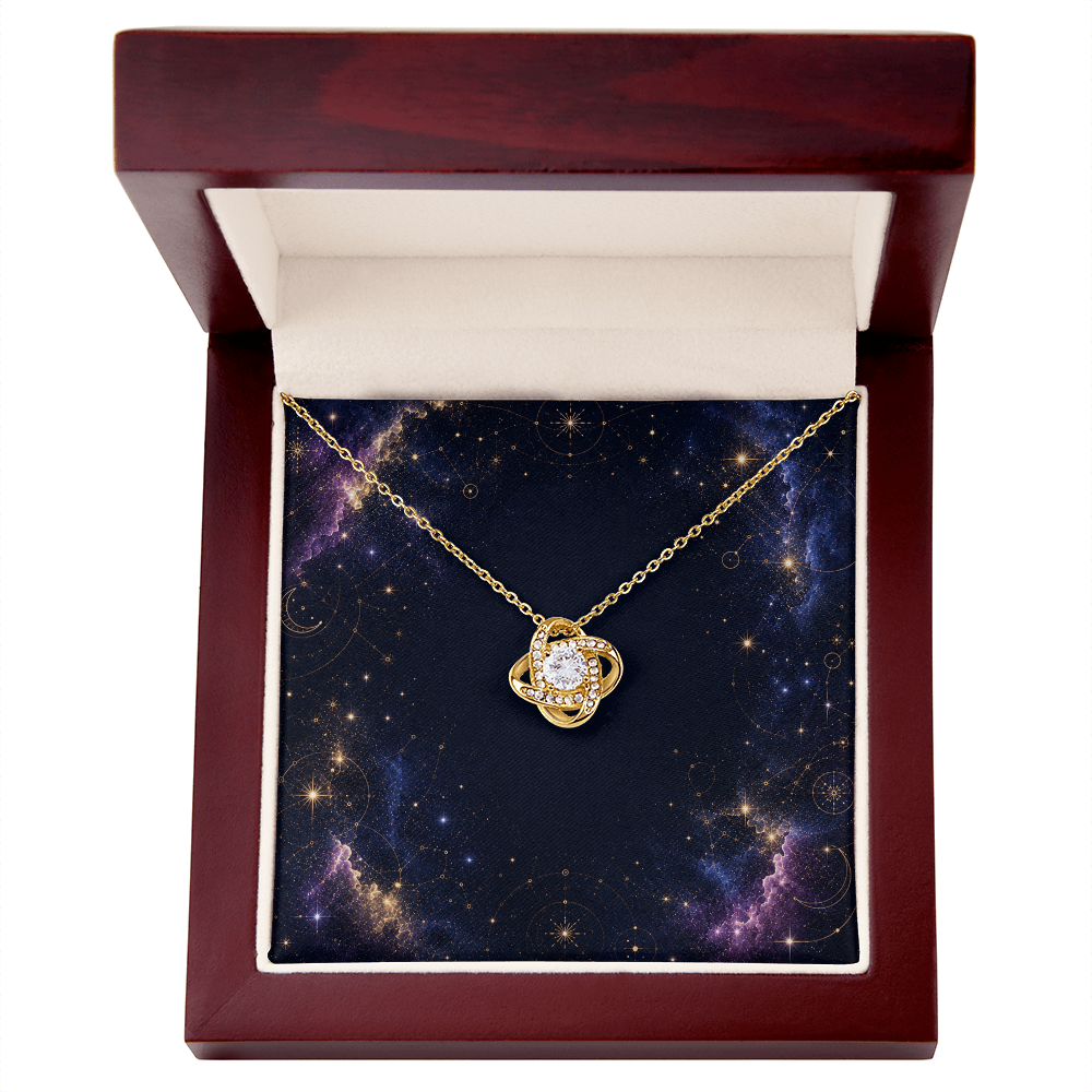 Starlit Self Love Knot Necklace – Cubic Zirconia Pendant in 14K White Gold or 18K Gold Finish