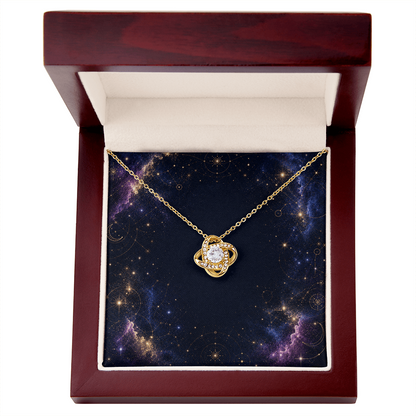 Starlit Self Love Knot Necklace – Cubic Zirconia Pendant in 14K White Gold or 18K Gold Finish