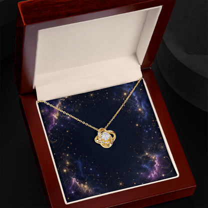 Starlit Self Love Knot Necklace – Cubic Zirconia Pendant in 14K White Gold or 18K Gold Finish