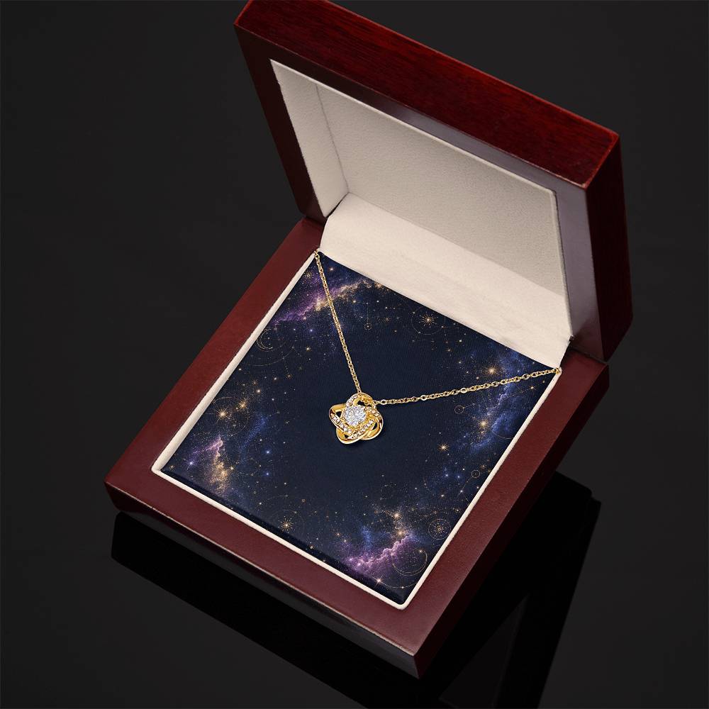 Starlit Self Love Knot Necklace – Cubic Zirconia Pendant in 14K White Gold or 18K Gold Finish