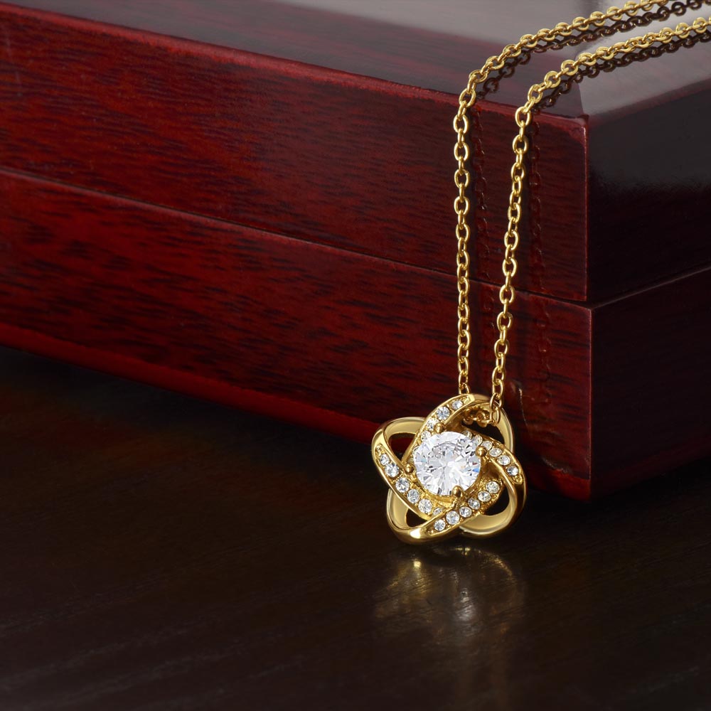 Starlit Self Love Knot Necklace – Cubic Zirconia Pendant in 14K White Gold or 18K Gold Finish