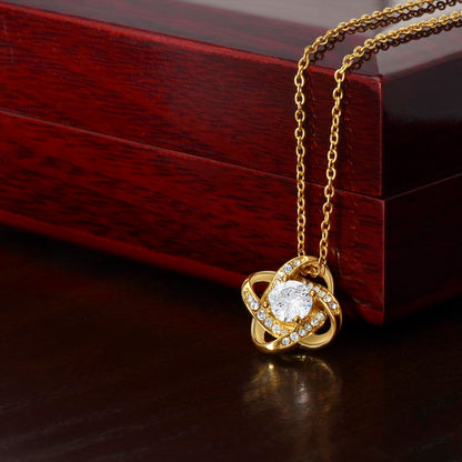 Starlit Self Love Knot Necklace – Cubic Zirconia Pendant in 14K White Gold or 18K Gold Finish