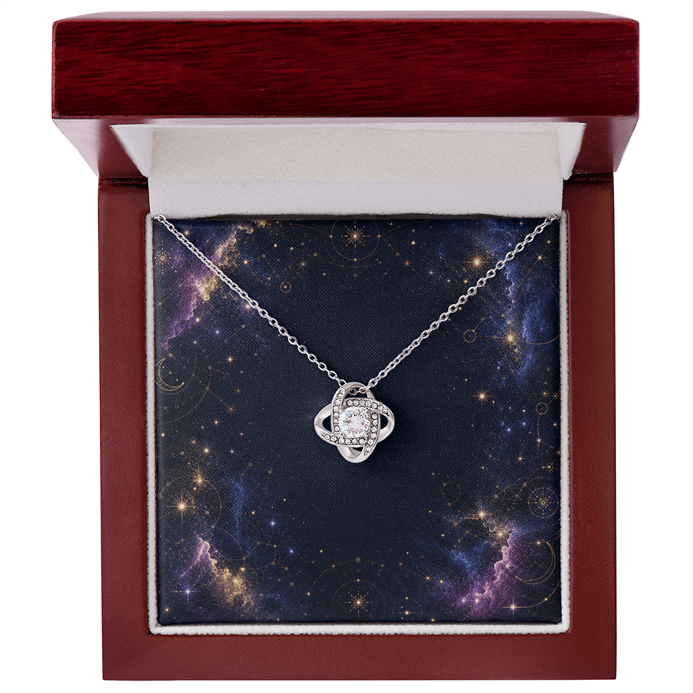 Starlit Self Love Knot Necklace – Cubic Zirconia Pendant in 14K White Gold or 18K Gold Finish