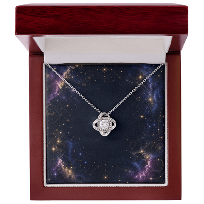 Starlit Self Love Knot Necklace – Cubic Zirconia Pendant in 14K White Gold or 18K Gold Finish