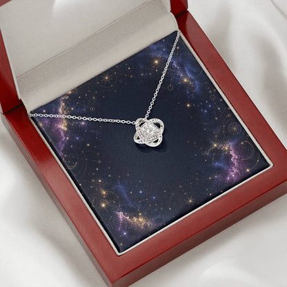 Starlit Self Love Knot Necklace – Cubic Zirconia Pendant in 14K White Gold or 18K Gold Finish