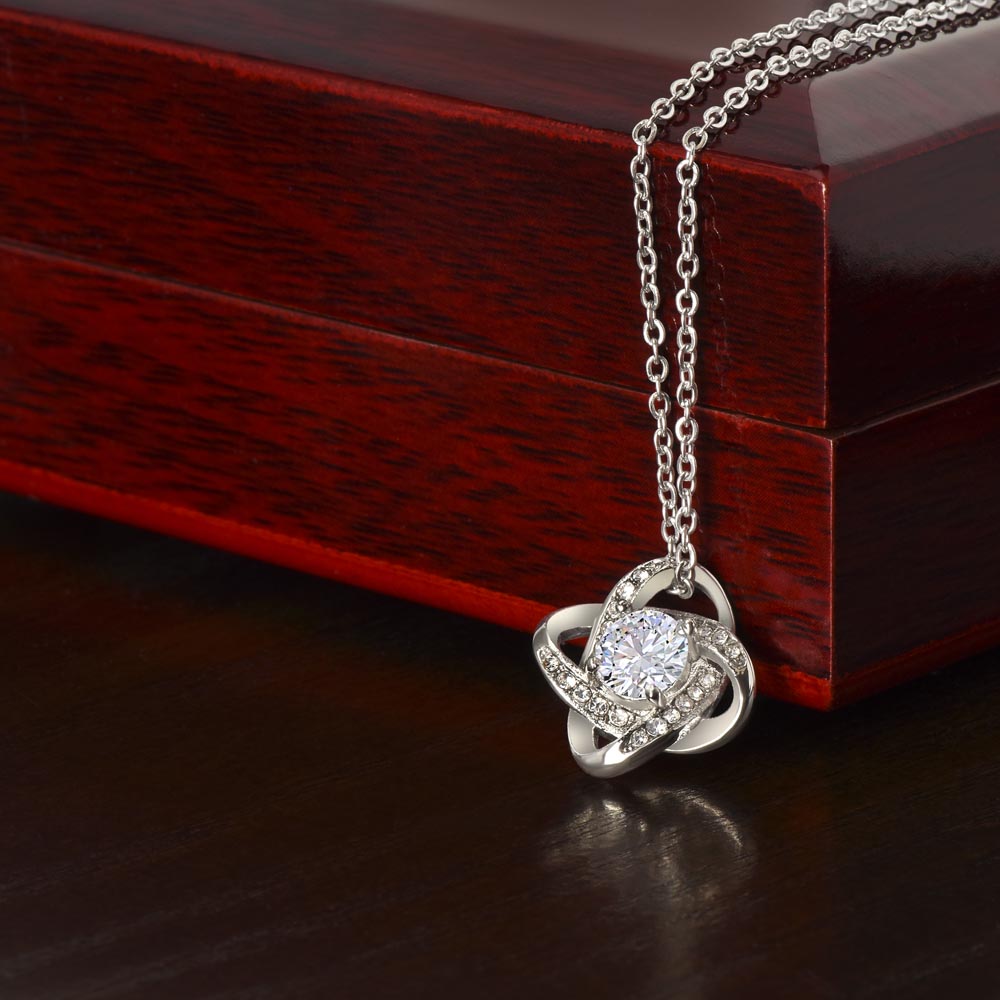 Starlit Self Love Knot Necklace – Cubic Zirconia Pendant in 14K White Gold or 18K Gold Finish