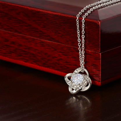 Starlit Self Love Knot Necklace – Cubic Zirconia Pendant in 14K White Gold or 18K Gold Finish