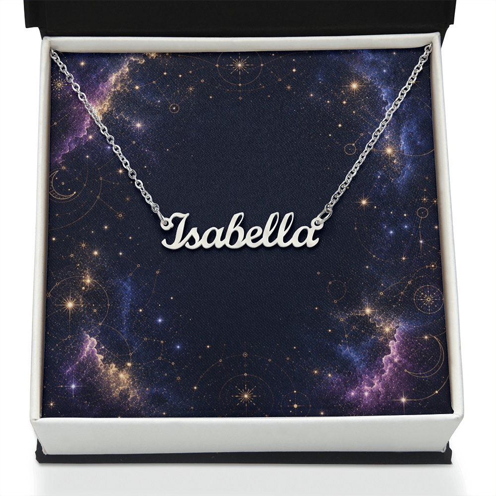 Starlit Self Classic Name Necklace – Personalized Cursive Name Pendant in Stainless Steel or 18K Gold Finish