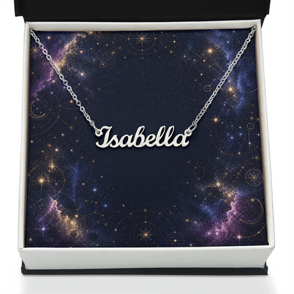 Starlit Self Classic Name Necklace – Personalized Cursive Name Pendant in Stainless Steel or 18K Gold Finish