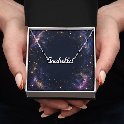 Starlit Self Classic Name Necklace – Personalized Cursive Name Pendant in Stainless Steel or 18K Gold Finish