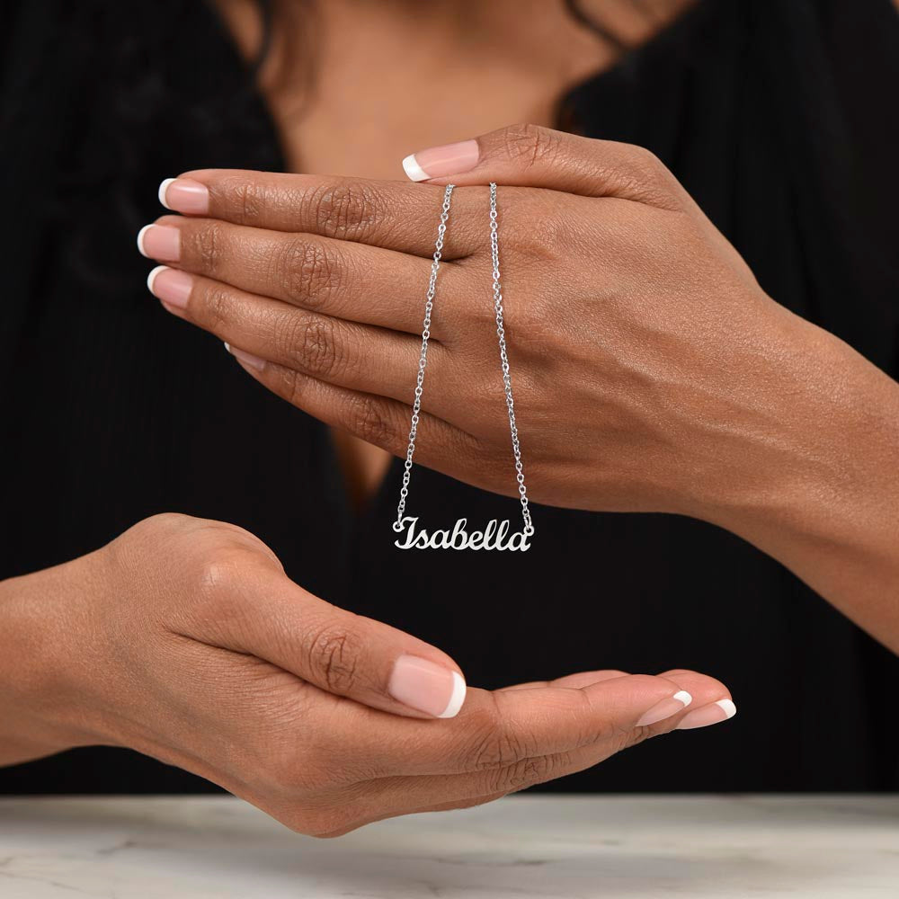 Starlit Self Classic Name Necklace – Personalized Cursive Name Pendant in Stainless Steel or 18K Gold Finish
